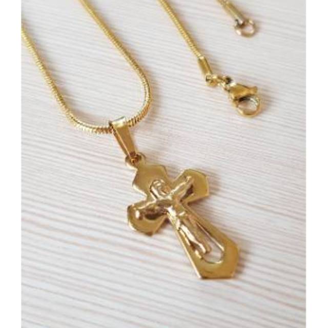 Kalung Salib Fashion Titanium Gold Import SG26