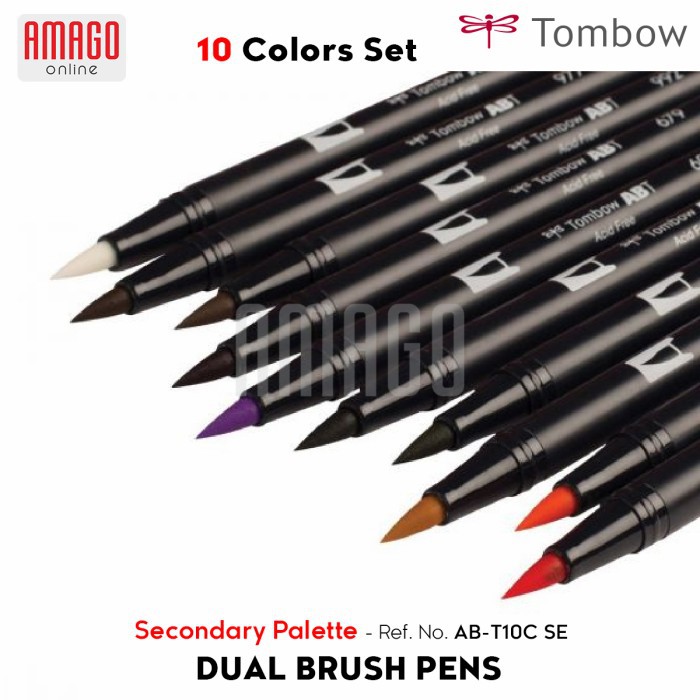 TOMBOW Dual Brush Pens - Secondary Palette of 10 colors - AB-T10C SE