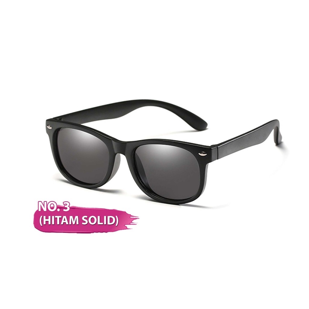 Kacamata Anak - UV400/Polarized - Flexible Sunglasses-hitam solid