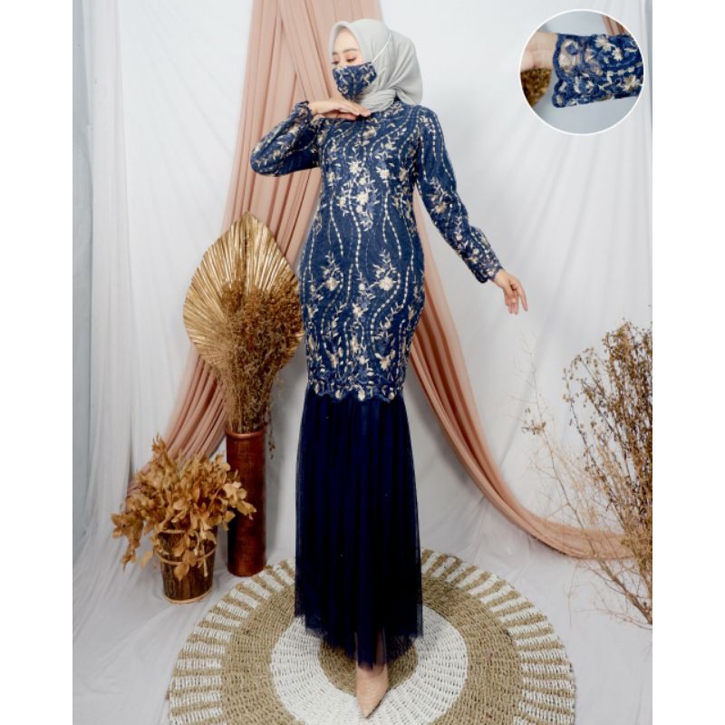 Gamis Tile Mutiara // Gamis Syari Tile Mutiara Wanita // Gamis Tutu Model Duyung / Gamis Pesta