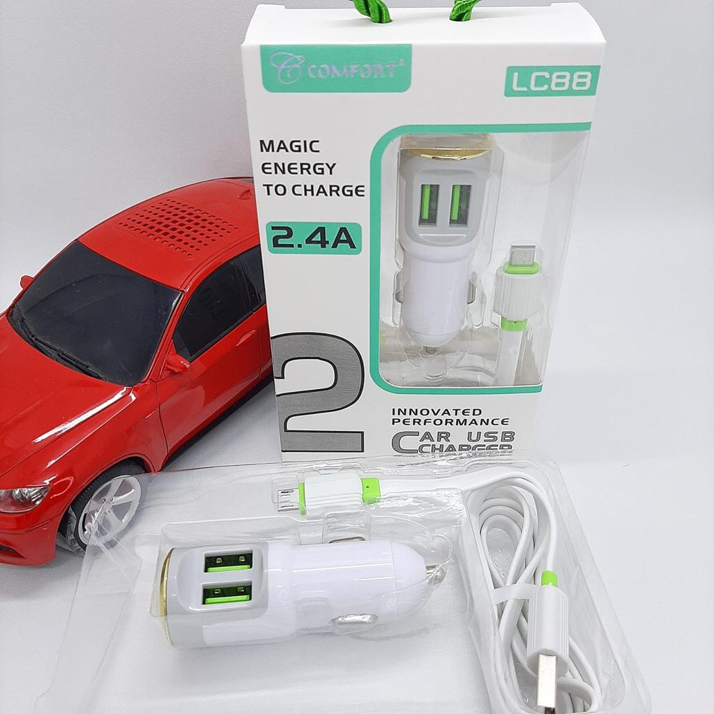 Charger Mobil LC88 Car Charger 2 USB Comfort Saver Mobil