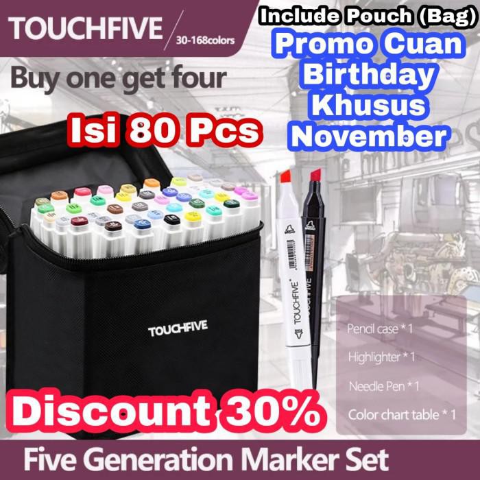 

PROMO - Touchfive Landscape 80 Pcs Colors Set White Body Touch Five Marker