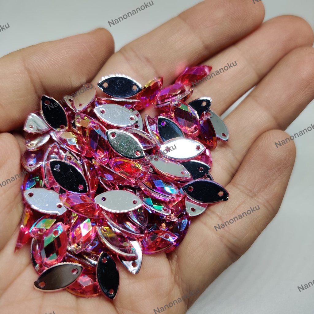 [Per Bks/2.000 pcs] 6x12 mm Mata / Sampan WARNA Permukaan Diamond Batu Akrilik / Berlian Jahit