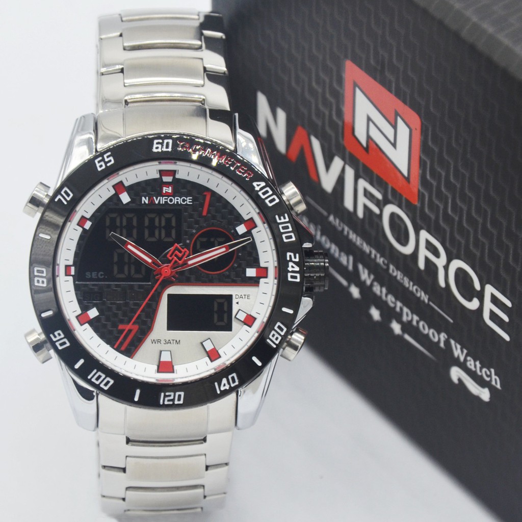 Jam Tangan Naviforce NF9171 Silver Black Original