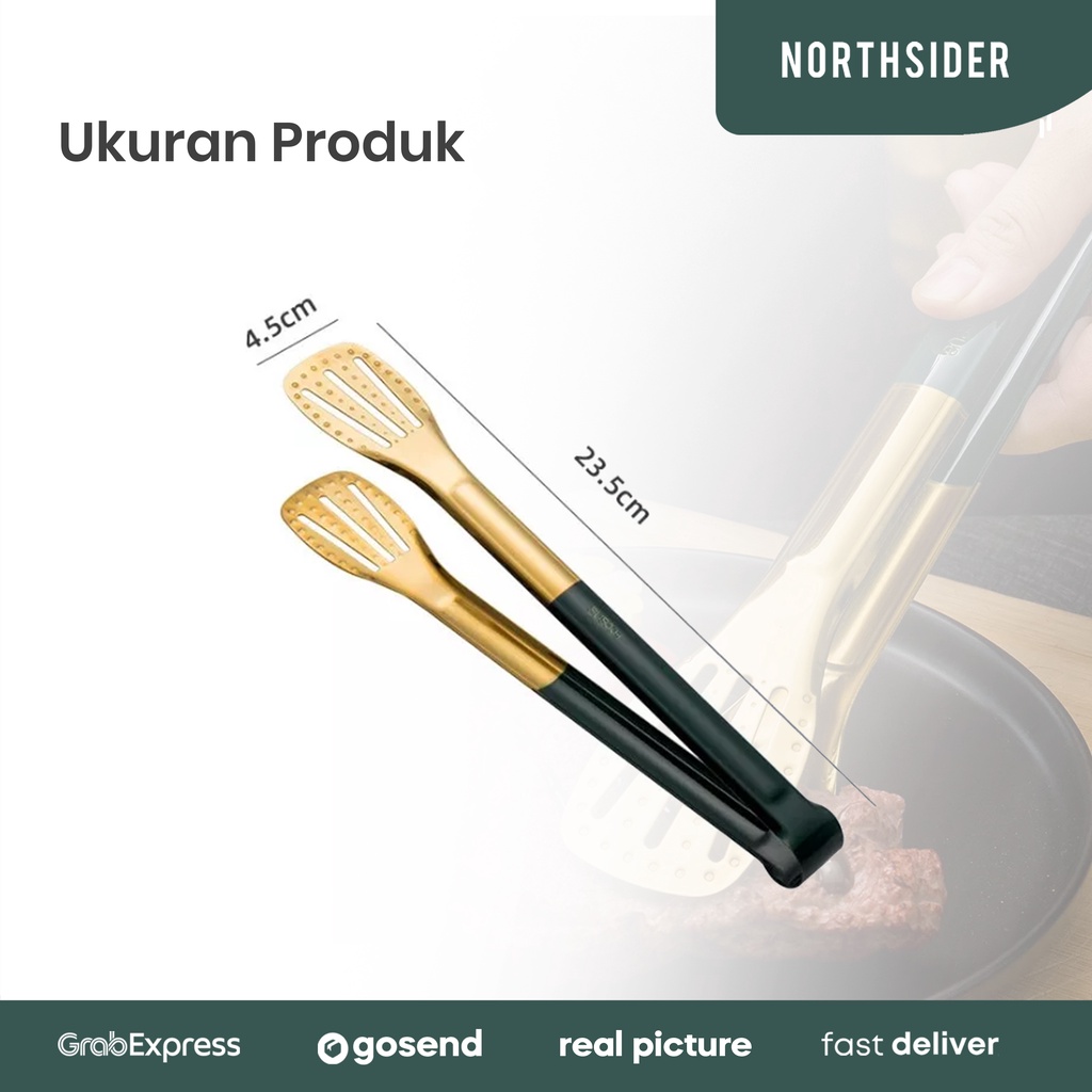 FOOD TONGS 23.5VM CAPITAN MAKANAN NORDIC STYLE GOLD PLATE MP21U