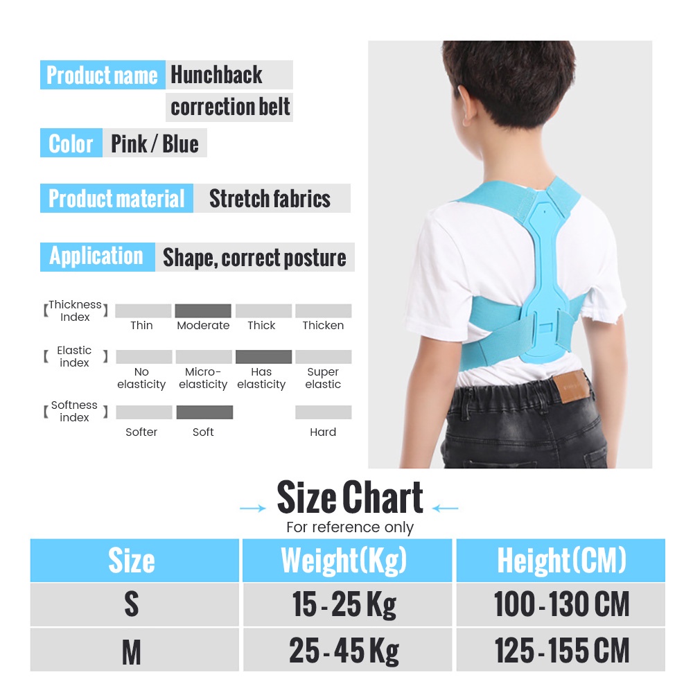 Sabuk Korektor Postur Punggung / Bahu / Tulang Belakang Adjustable Untuk Anak