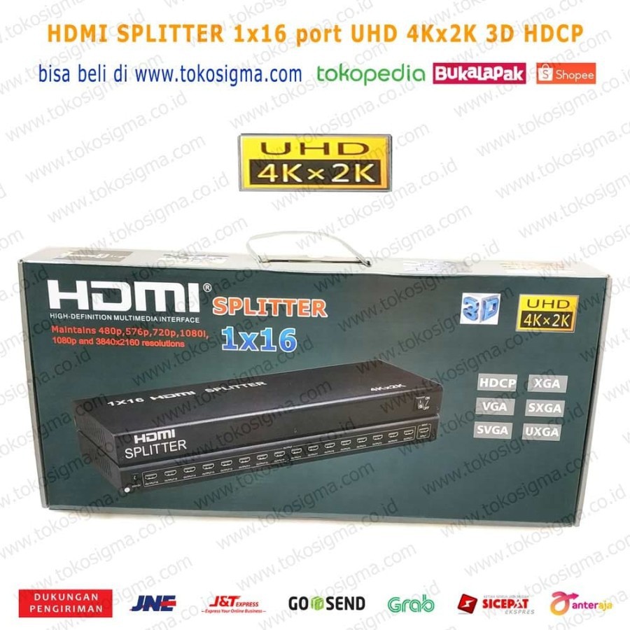 HDMI SPLITTER 16 port UHD 4K HDMI cabang pembagi 1x16 4Kx2K 3D HDCP