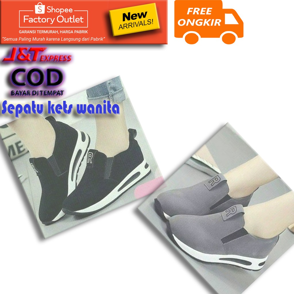 Sepatu Slip Wanita Murah Sneakers Korea Kets Kekinian Terbaru Sneaker Santai Model Tanpa Tali