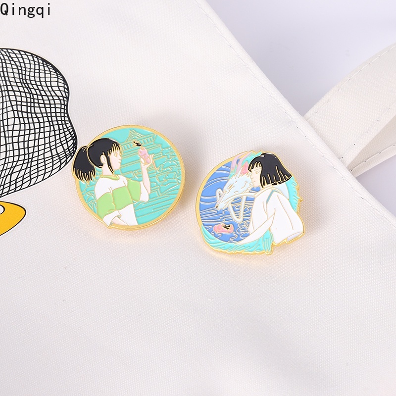 Bros Pin Enamel Desain Kartun Anime Spirited Away Naga Putih Untuk Koleksi