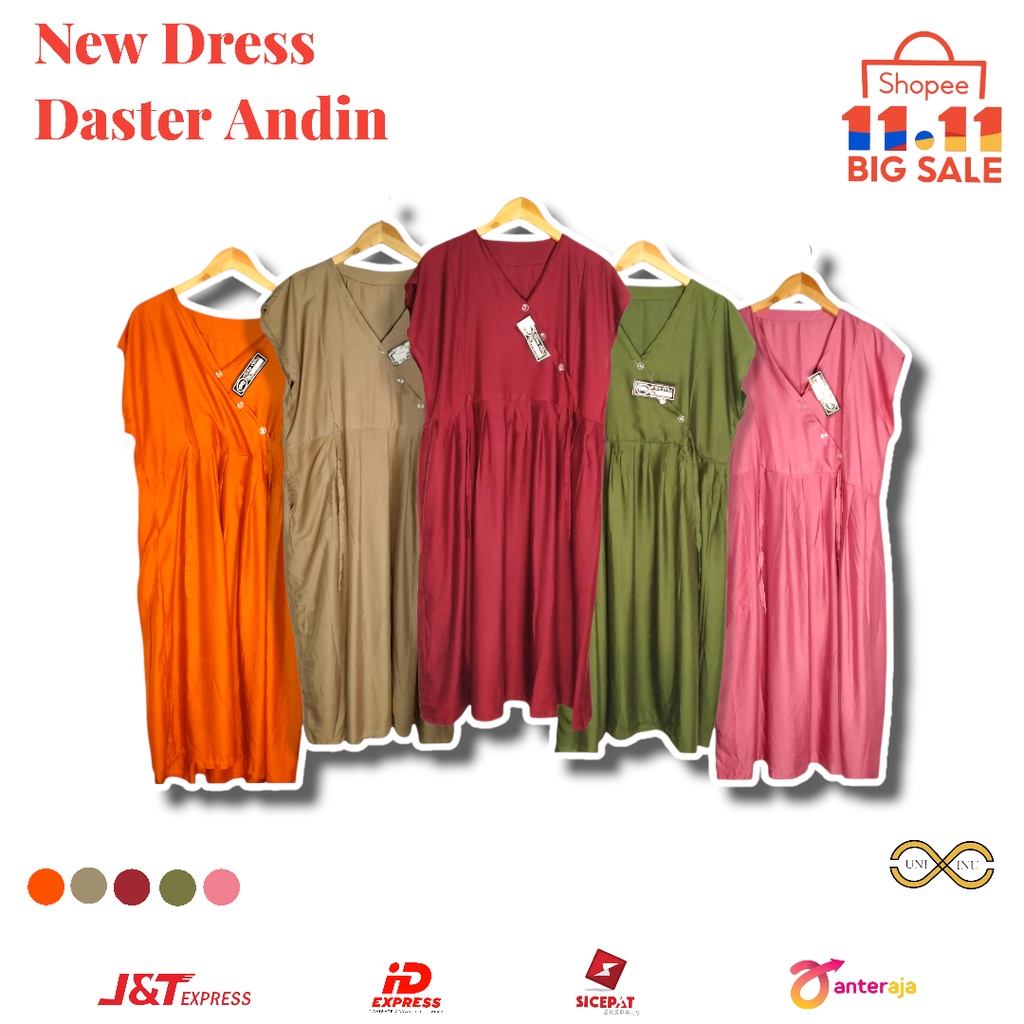 new dress/daster andin/midi dress/daster termurah