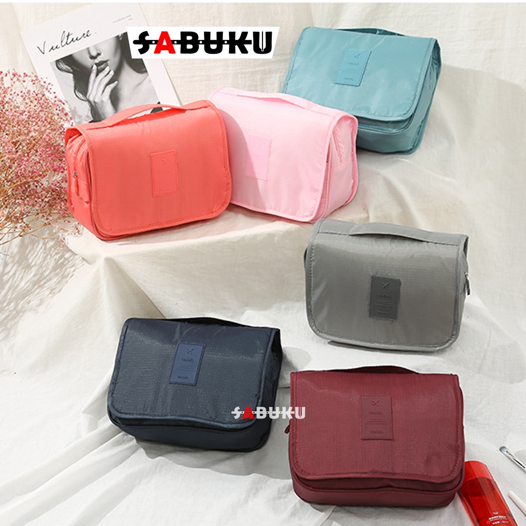 Tas Kosmetik Korea POLOS Tas Make Up Toiletries Bag Pouch Travelling Tas Penyimpanan Kosmetik Serbaguna Travel Pouch - 228