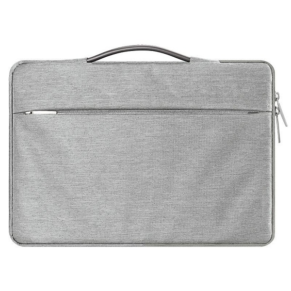 Tas Laptop Macbook Softcase Sleve Nylon Leather Strap 14 15 inch grey