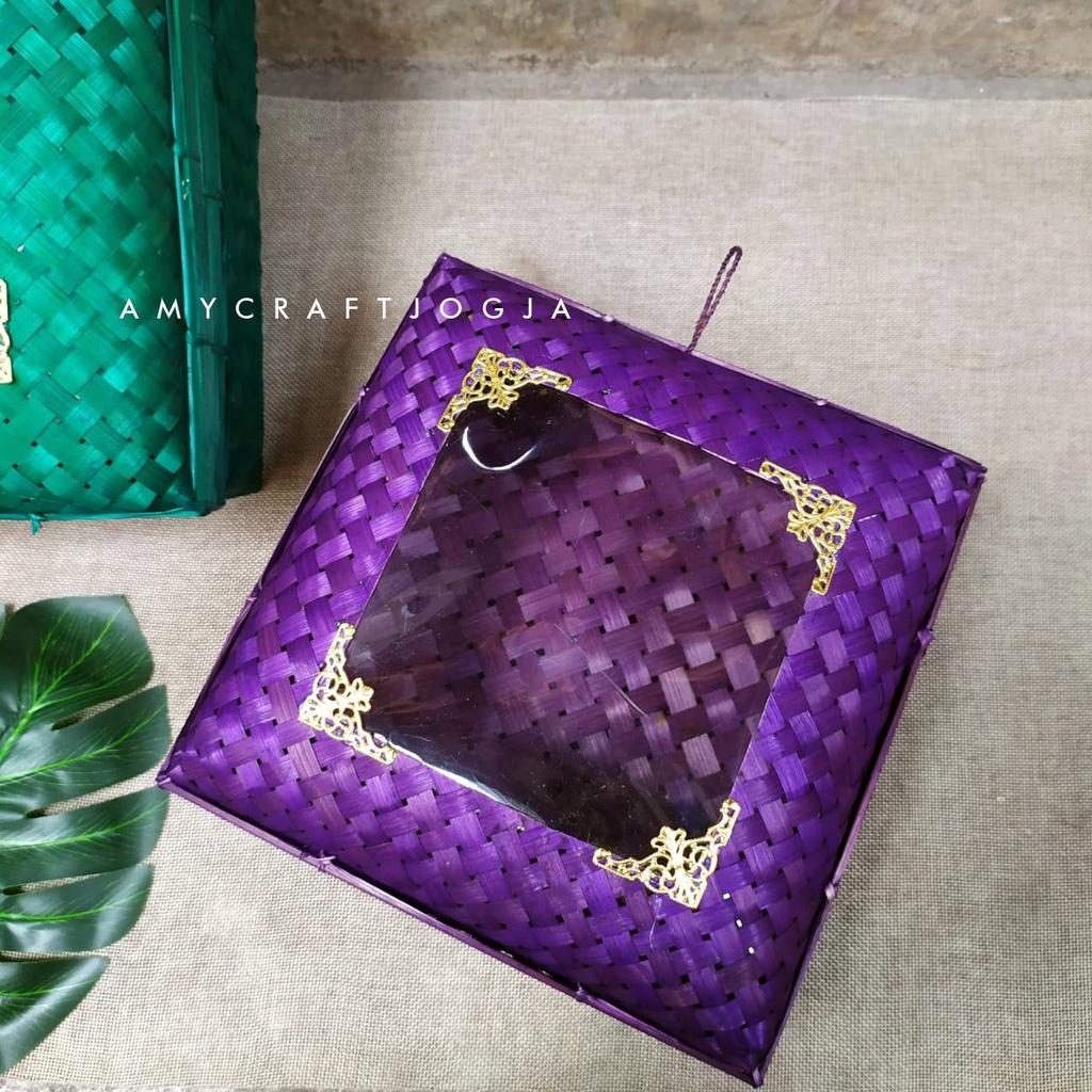 Sokase Mika Warna Ukuran 22 x 22 cm/Box Hantaran/Box Seserahan/Kotak Hantaran Bambu/Parsel Bambu