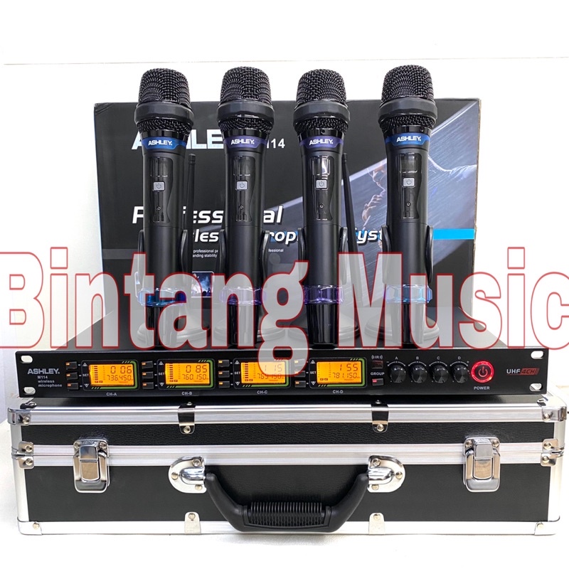mic wireless ashley m114 handheld original 4 mic ashley M114 free koper