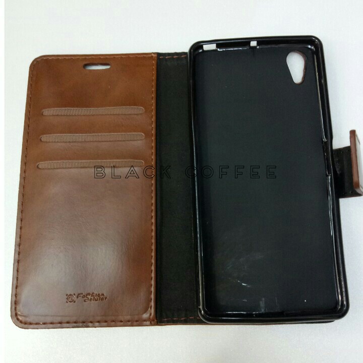 sarung buku kulit xperia x LEATHER CASE FASHION xperia