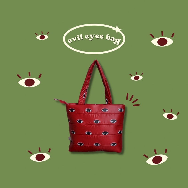 Puffy totebag (evil eyes)