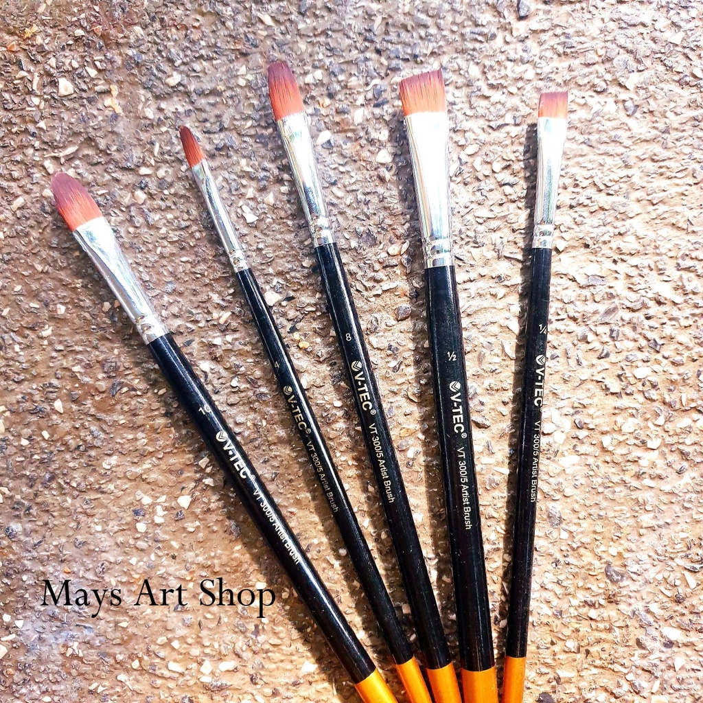 

Baru Kuas Lukis Set Isi 5 VT - 300 Vtec / Artist Paint Brush V-Tec VT-300/5 Cat Akrilik Minyak Air Anak Profesional