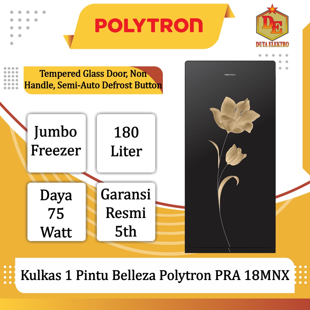 Kulkas 1 Pintu Polytron PRA 18 MNX Belleza