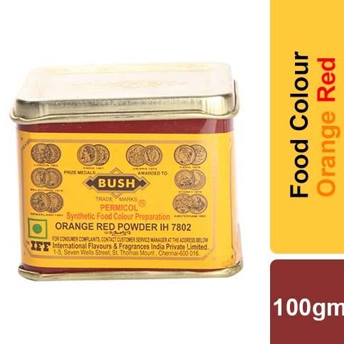 

------] BUSH Synthetic Orange Red Food Colour Powder ( IH7802 , 100gms Tin)