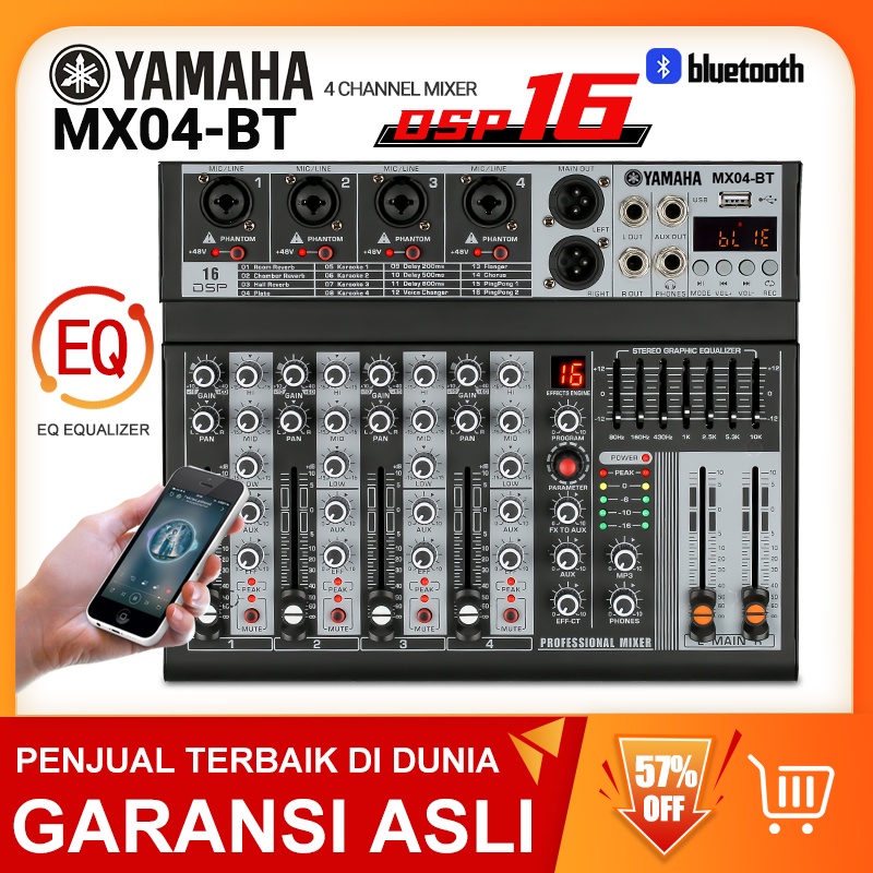 Konsol pencampuran profesional  MX04BT 4 saluran built-in EQ 16DSP Mode pemutaran Bluetooth/USB/PC/MP3 EQ/instrumen perekaman built-in, peralatan mixing, tur peralatan DJ langsung