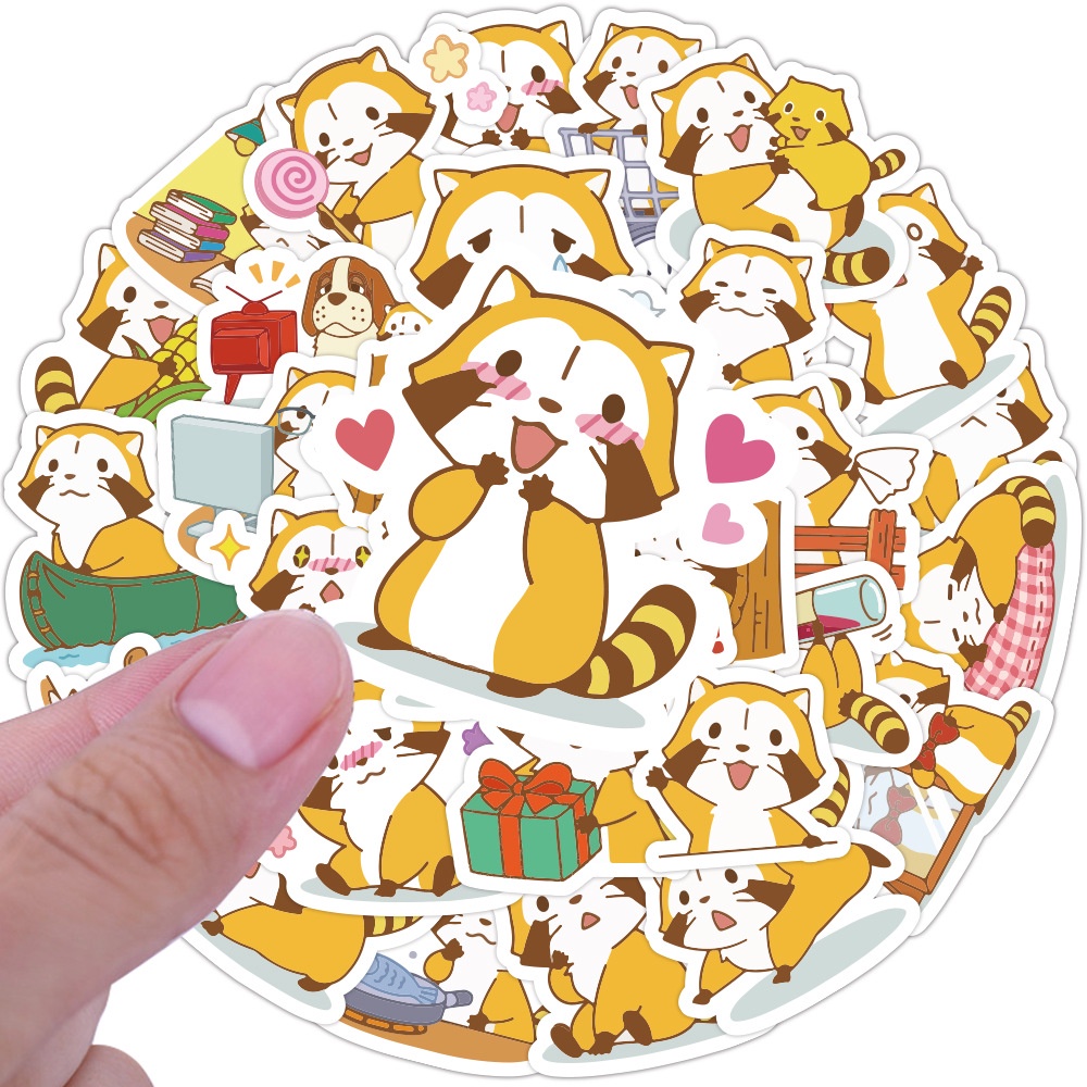 Coati kartun kecil stiker lucu kartun Jepang anak-anak jurnal buku bahan tas ponsel tangan akun graf