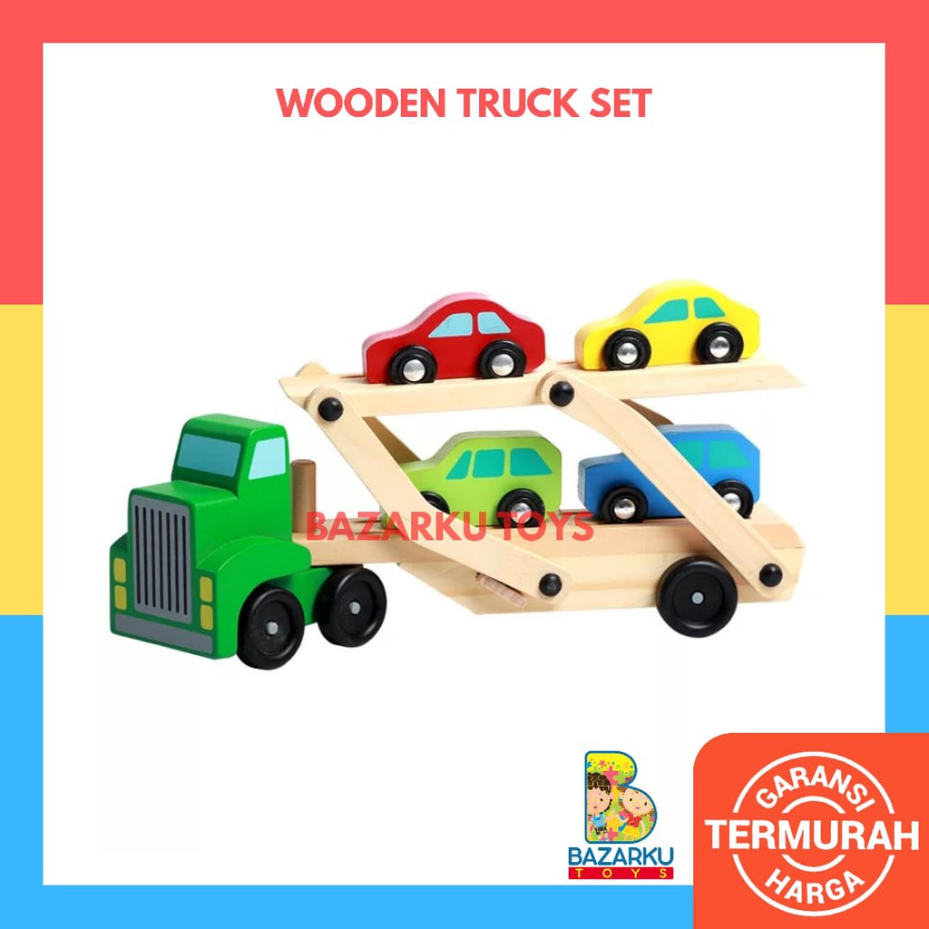 Wodden Truck Set Mainan  Anak  Mainan  Mobil Mobilan Anak  