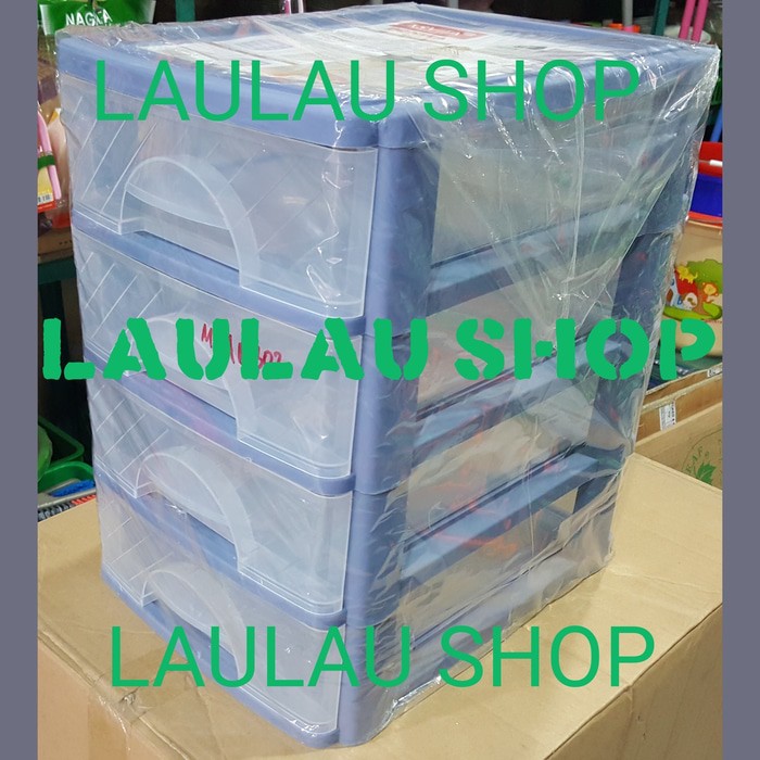 LACI CONTAINER SUSUN 4 SMALL MERK ASVITA / TEMPAT SURAT A4 / SERBAGUNA