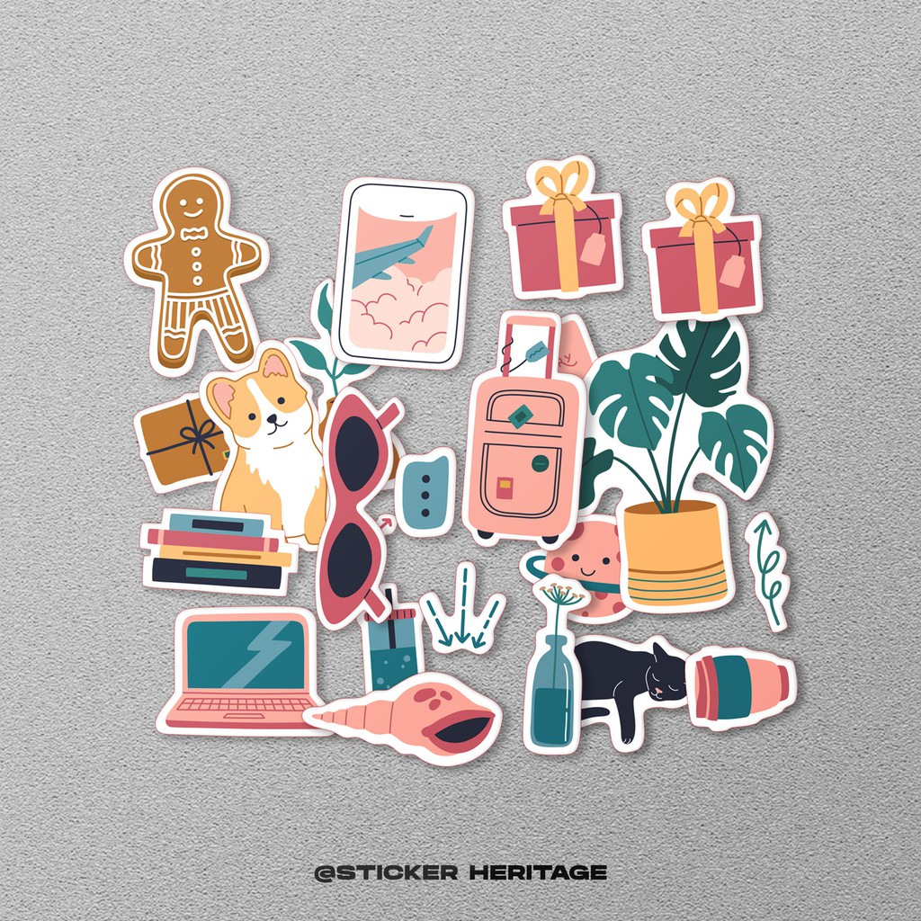 stiker sticker aesthetic daily day untuk laptop, helm, smartphone