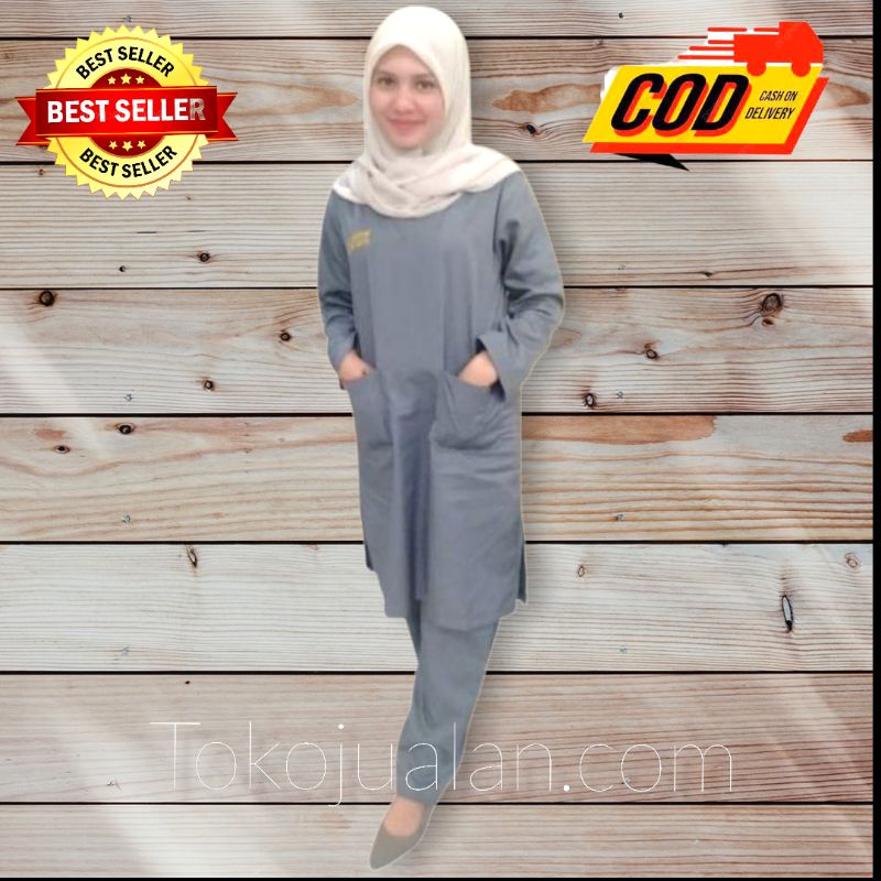 Baju Ok Tunik Murah Syari Khusus Wanita Size S M L XL XXL Bahan American Drill Premium Seragam Kerja