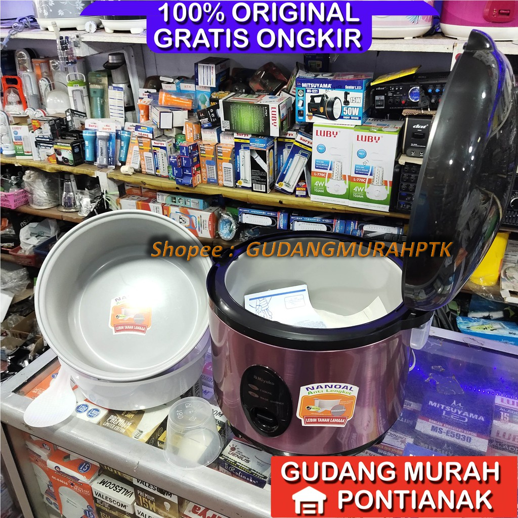 Ricecooker ANTI LENGKET Miyako bahan NANOAL 508 SBC 1,8liter Magicom mejikom pemasak nasi penanak