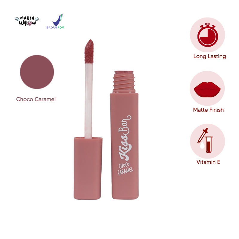 Marshwillow Kiss Bar, Lip Matte by Natasha Willona - Lip liquid vit e Kiss Bar BPOM