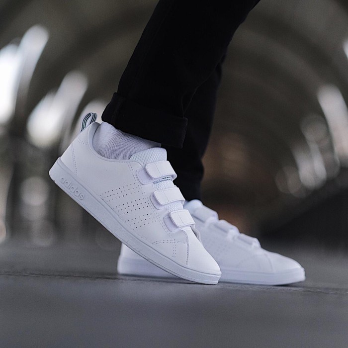 SEPATU ADIDAS ORIGINAL NEO ADVANTAGE VELCRO WHITE GREEN TERBARU - 37