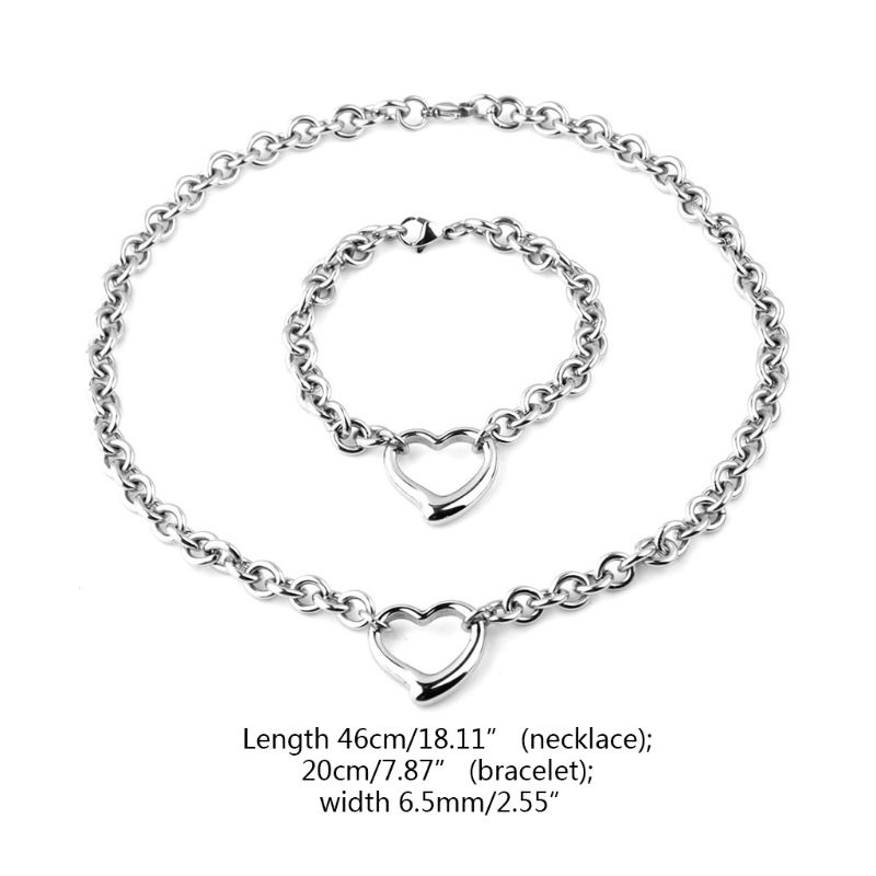 SIY  Stainless Steel Hollow Necklace Bracelet Fashion Women Charm Jewelry Set