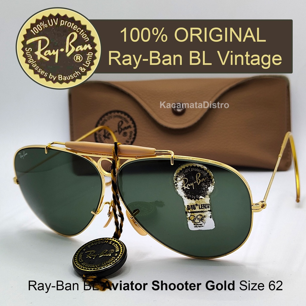Kacamata Hitam RayBan BL Original USA SHOOTER Classic Gold Size 62