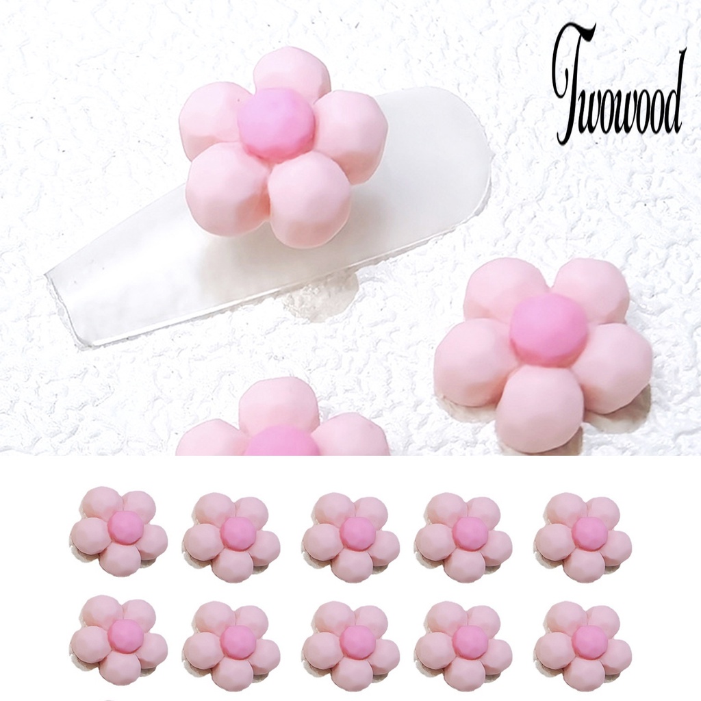 20 Pcs Ornamen Kuku Bentuk Bunga 3D Bahan Resin Tahan Air Untuk Dekorasi Nail Art