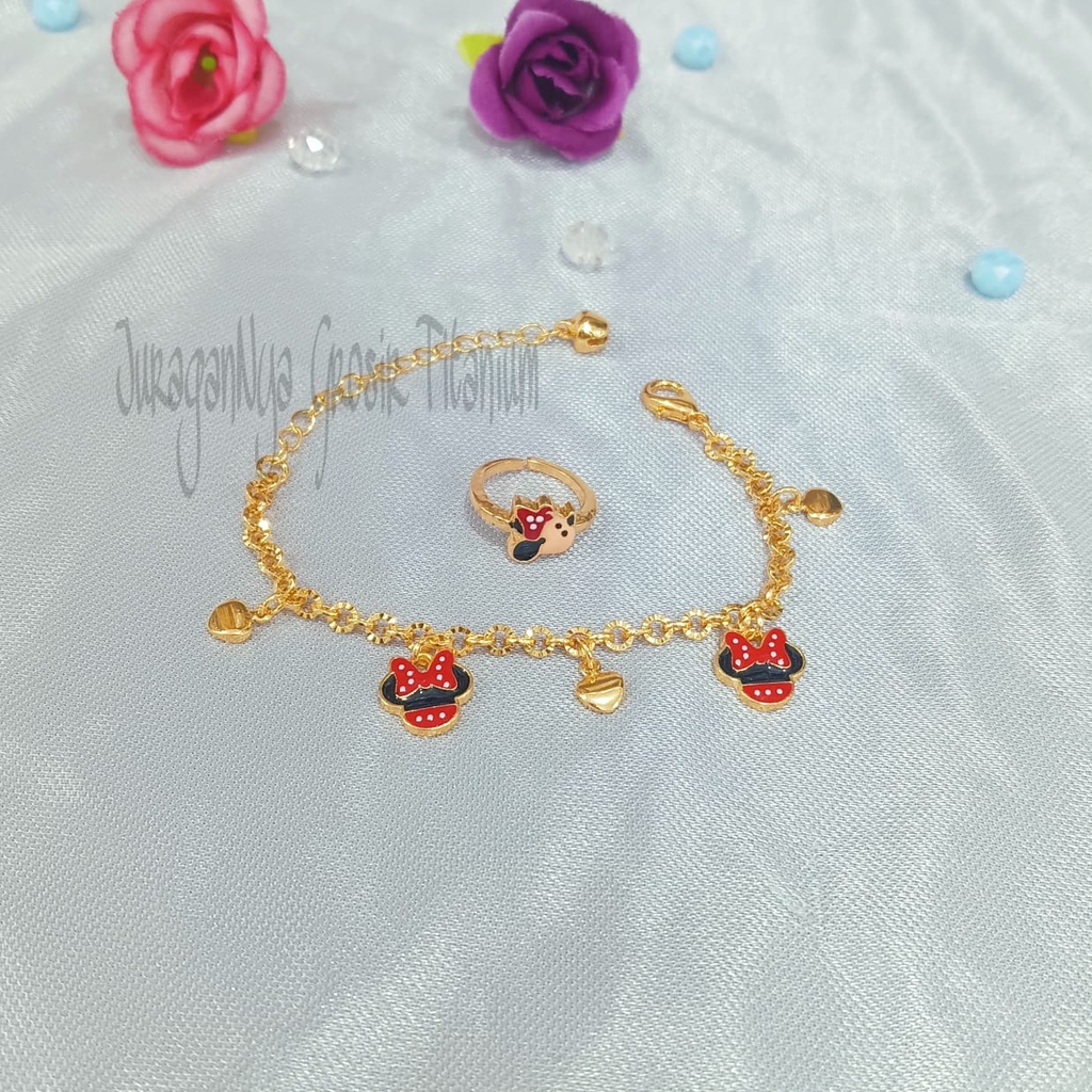 TITANIUM SET GELANG JURAI+CINCIN ANAK STYLE KOREA SUPER ELOK ANTIK ANTI KARAT&amp;ANTI LUNTUR