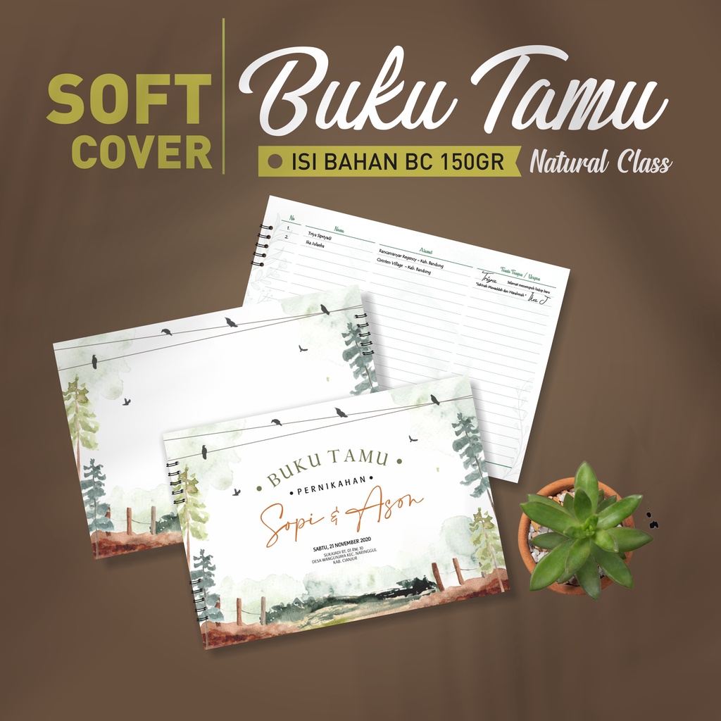 

Buku Tamu Pernikahan | Natural Class | Custom - SOFT COVER | SUPERMURAH