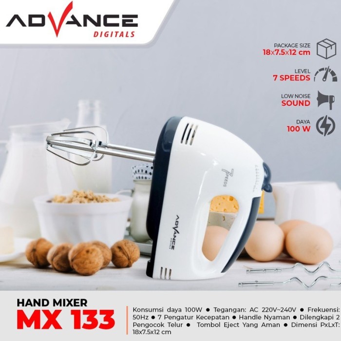 Advance MX-133 Hand Mixer 7 Speed 100 Watt Mixer Tangan MX133