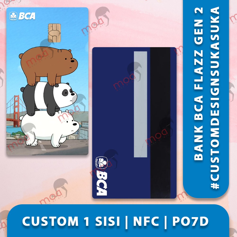 Custom Design Gambar 1 Sisi Kartu Flazz Card BCA Premium GEN 2 1 Side Artisan Kekinian Kado Unik Mew