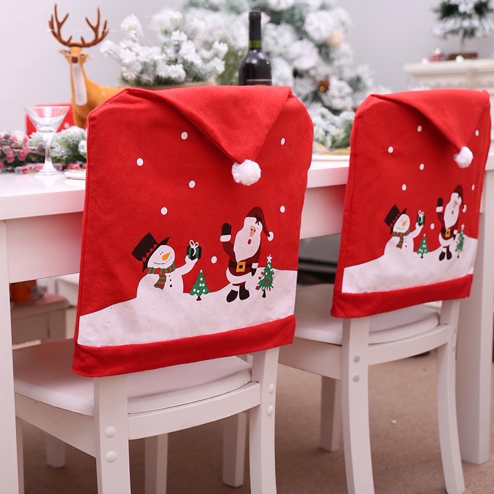 Christmas Scene Decorations Non Woven Chair Decorations Cartoon Old Ma Shopee Indonesia