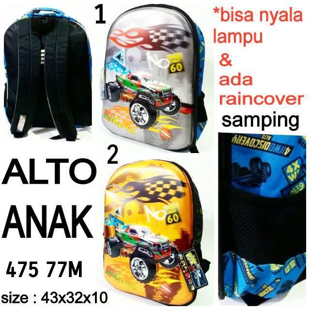 Tas sekolah ransel backpack cowok Alto anak 475 77M tas punggung murah dan terbaru tas anak lampu