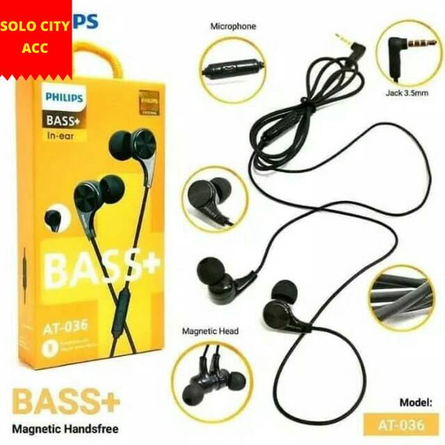 HEADSET EARPHONE PHILIPS SUPER BASS HANDSFREE HENSET