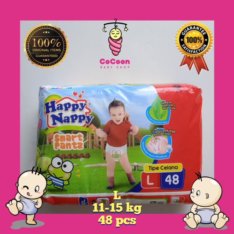 Popok Bayi Happy Nappy Smart Pantz Tipe Celana L48 L 48 Jumbo