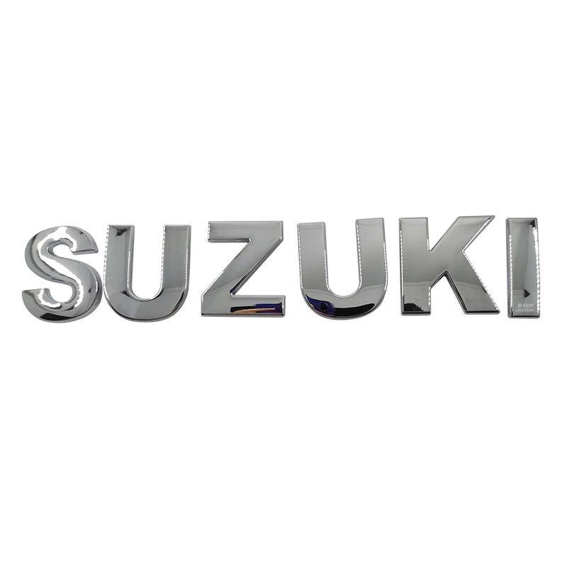 SUZUKI Hood Emblem DIY Letter 45mm Chrome/Black Car Decals Stickers