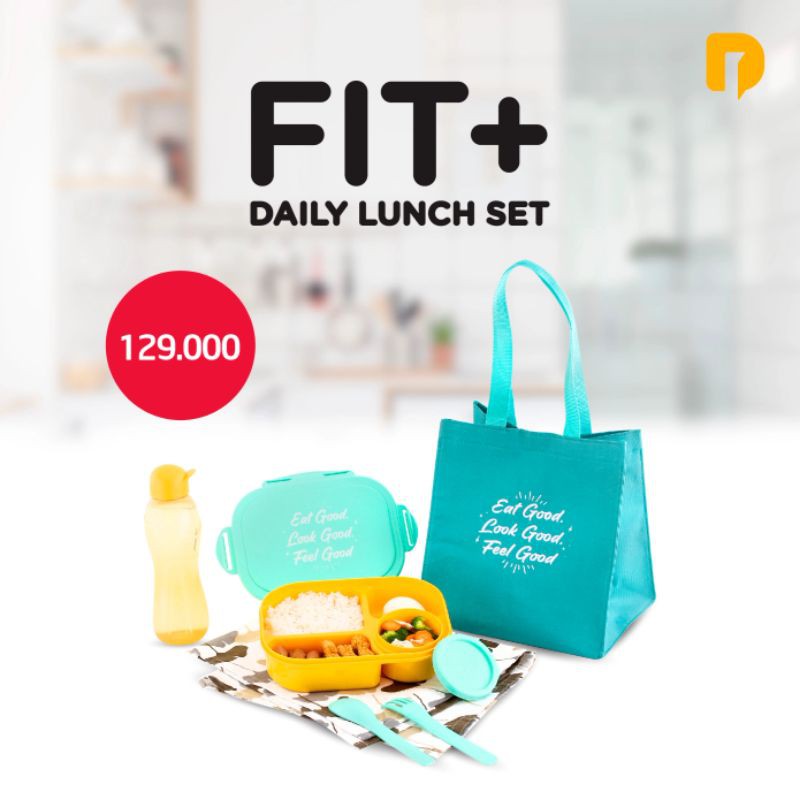 DUSDUSAN Fit+ Daily Lunch set Bekal Makan Rantang Sekolah Kantor Aman Anti tumpah