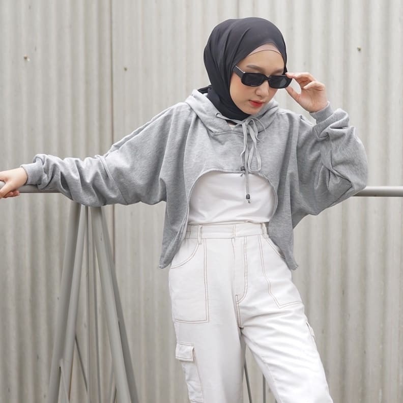 Crop Top Overisize - Oversize Crop Wanita