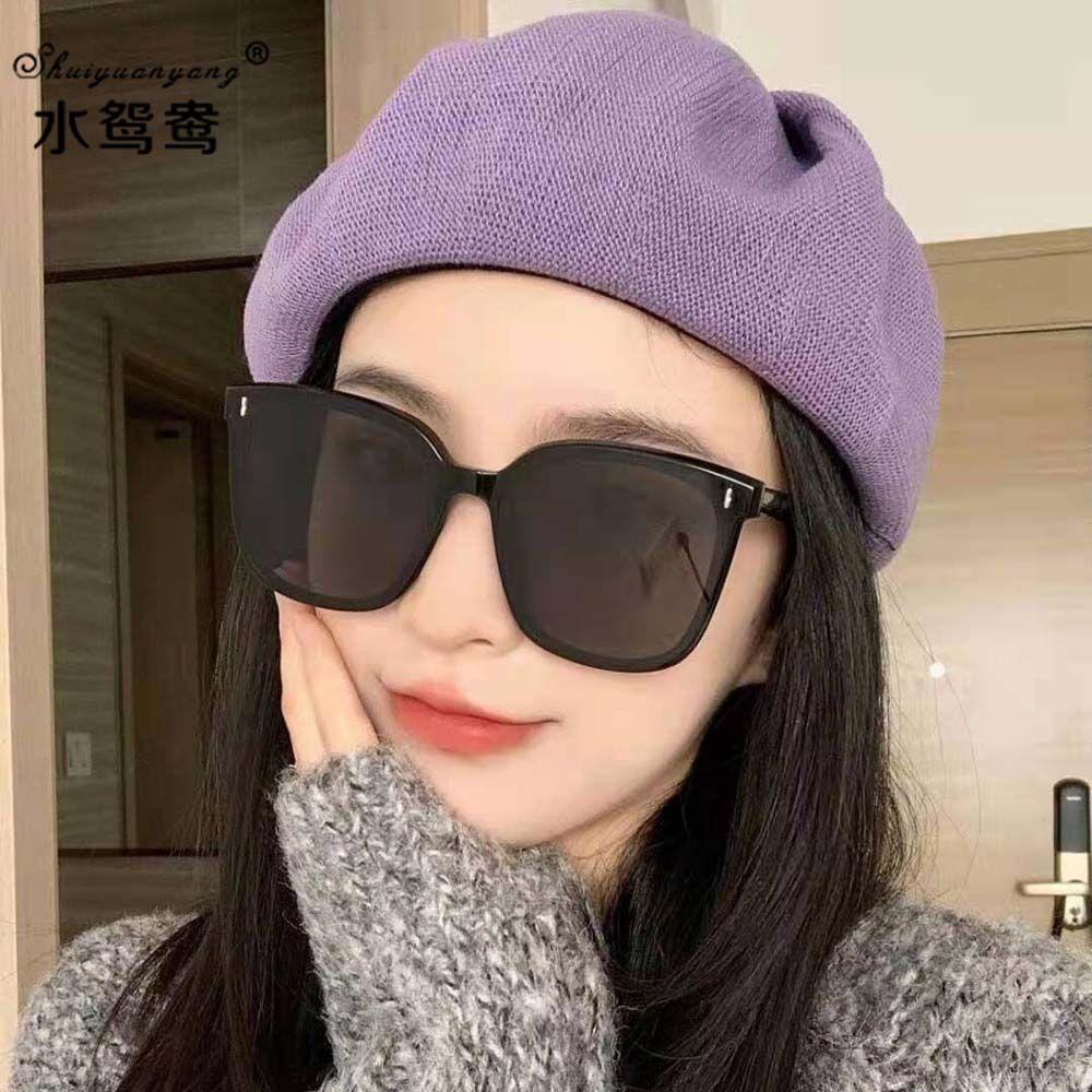 [Elegan] Kacamata Hitam Persegi Panjang Anti UV Kepribadian Leopard Square Street Style Properti Foto Korea Oversize Eyewear