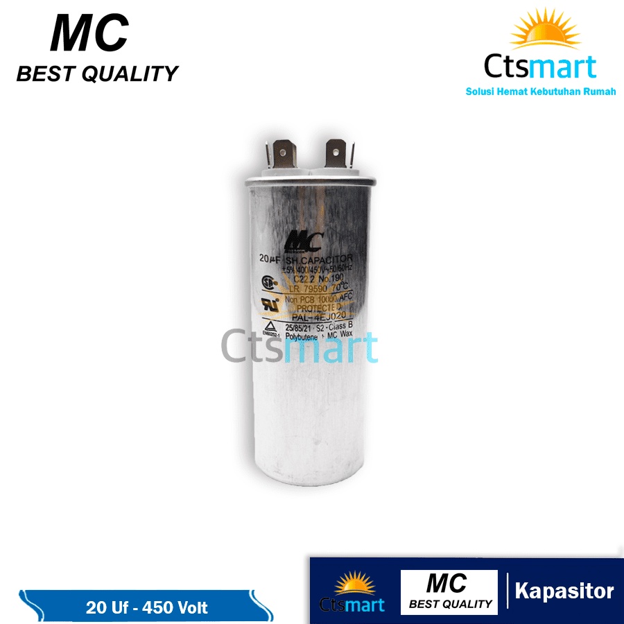 Kapasitor (Capacitor) AC 20 uf - 450V Aluminium (Spare Part AC)