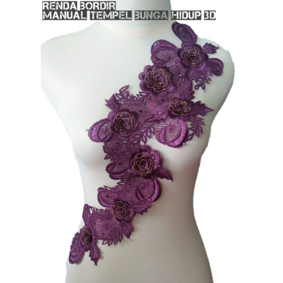 RENDA BORDIR MANUAL TEMPEL BUNGA HIDUP 3D