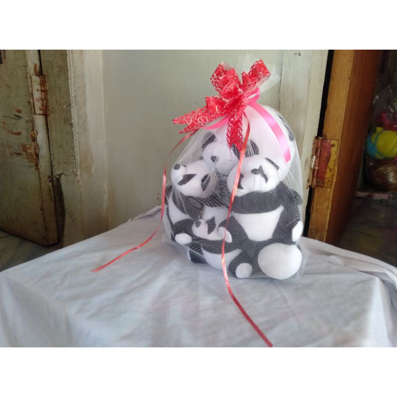 boneka panda beranak isi 4 ( 1besar 3 kecil )